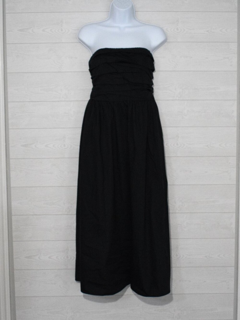 Abercrombie & Fitch Black Strapless Smocked Maxi Dress M Tall